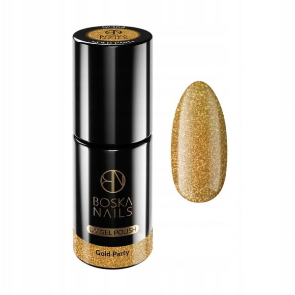 LAKIER HYBRYDOWY ZŁOTY Z BROKATEM GOLD PARTY 6 ML BOSKA NAILS UV LED 368