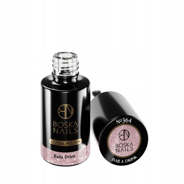 LAKIER HYBRYDOWY RÓŻOWY RÓŻ Z BROKATEM BAILA DRINK 6ML BOSKA NAILS UV 364 - obrazek 2