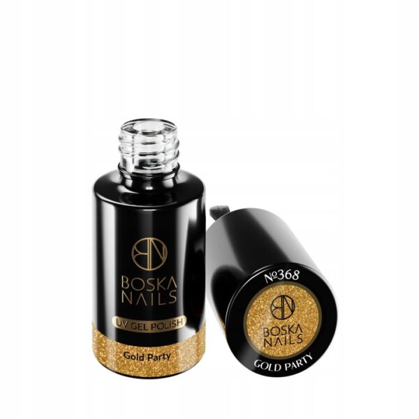 LAKIER HYBRYDOWY ZŁOTY Z BROKATEM GOLD PARTY 6 ML BOSKA NAILS UV LED 368 - obrazek 2