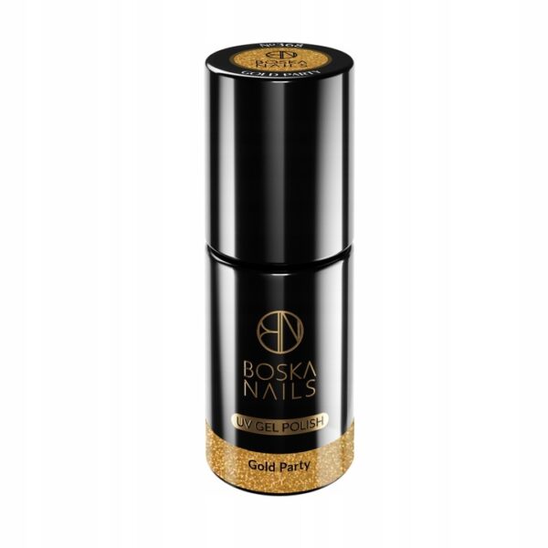 LAKIER HYBRYDOWY ZŁOTY Z BROKATEM GOLD PARTY 6 ML BOSKA NAILS UV LED 368 - obrazek 4