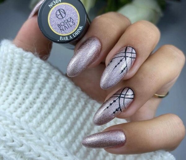 LAKIER HYBRYDOWY RÓŻOWY RÓŻ Z BROKATEM BAILA DRINK 6ML BOSKA NAILS UV 364 - obrazek 3